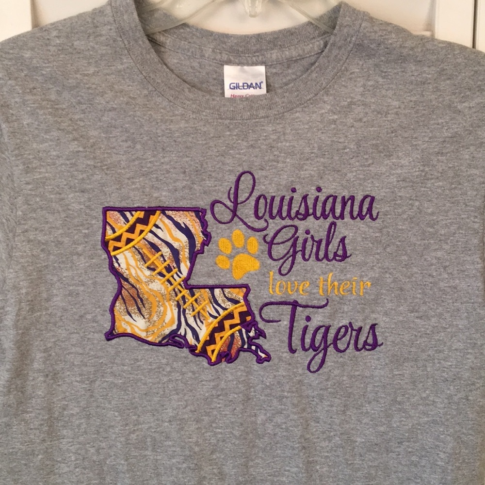 LSU Football Custom designed embroidery Shirt. Size S